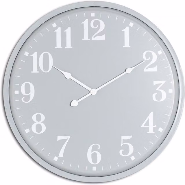KDMK Ashmount Round Metal Wall Clock in Grey with Minimalist Analog Design