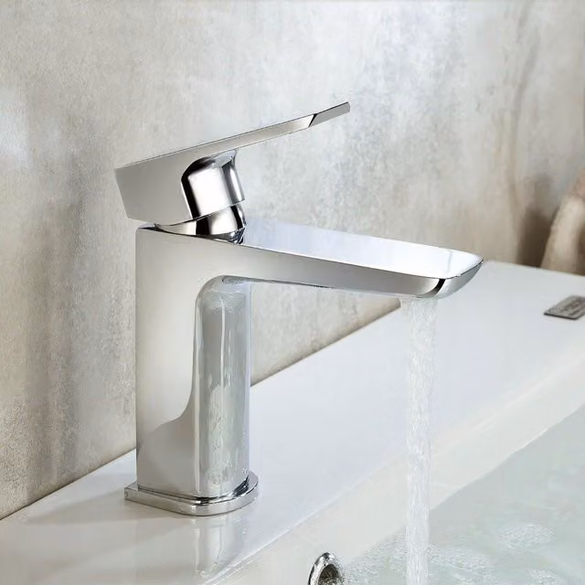 Nes Home Astra Modern Chrome Cloakroom Basin Mono Mixer Tap in Silver