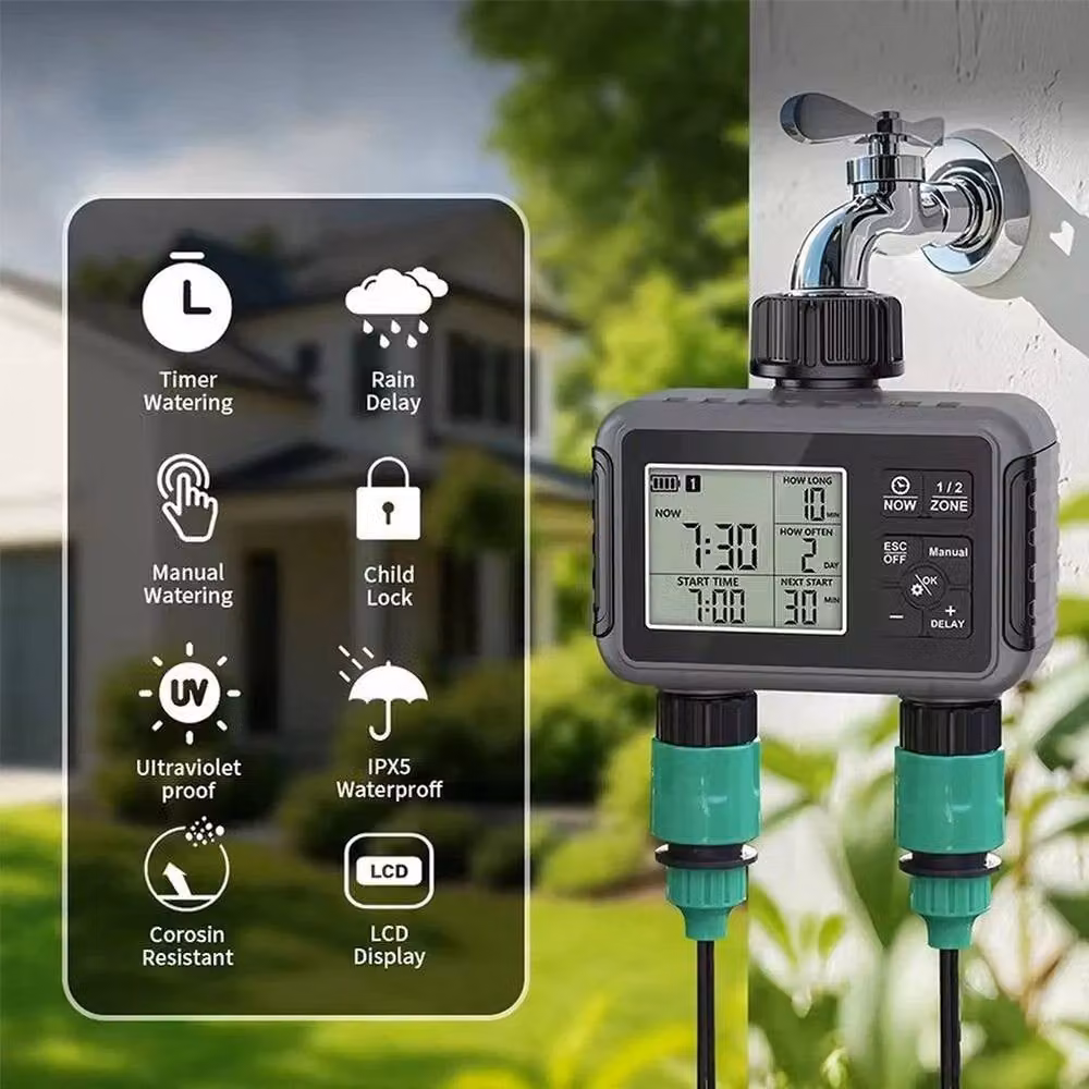 SPETLEK 2-Zone Automatic Garden Water Tap Hose Timer in Black – 4