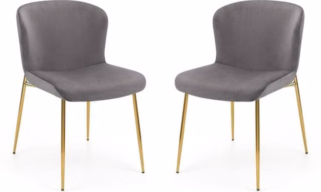Cheshire Cavendish Set of 2 Grey Velvet Modern Upholstered Dining Chairs