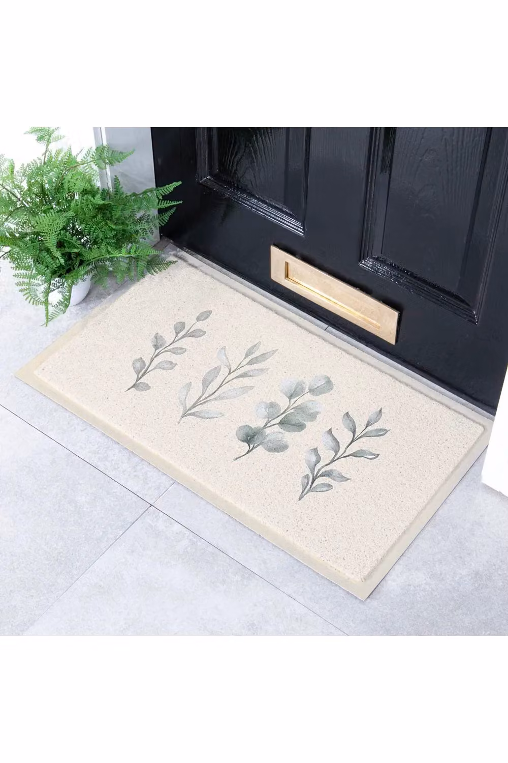 Artsy Mats Neutral Leaves Indoor Outdoor Doormat in Beige, W: 70 cm, D: 40 cm – 2