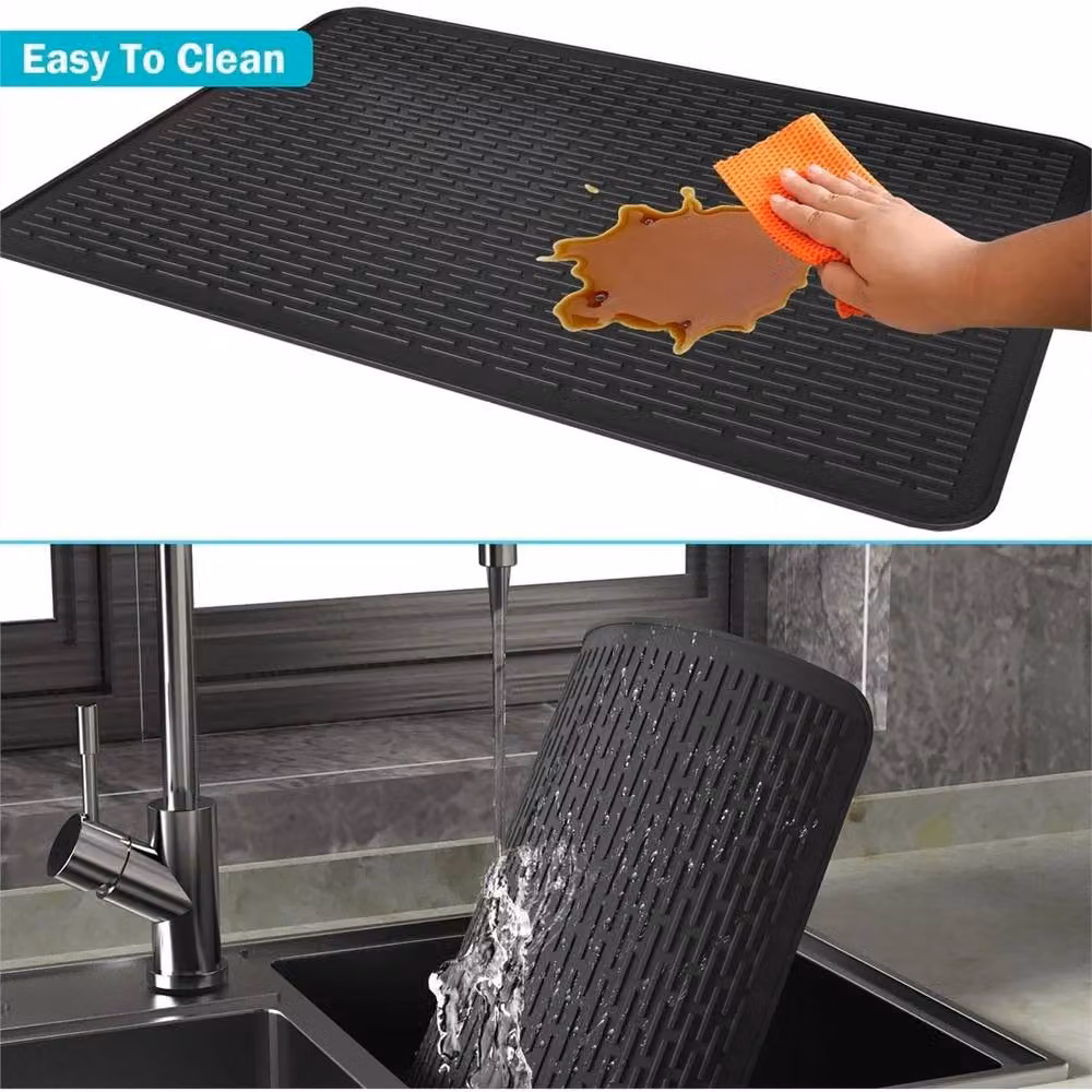 Havendro XL Heat-Resistant Silicone Kitchen Draining Mat in Black – 3
