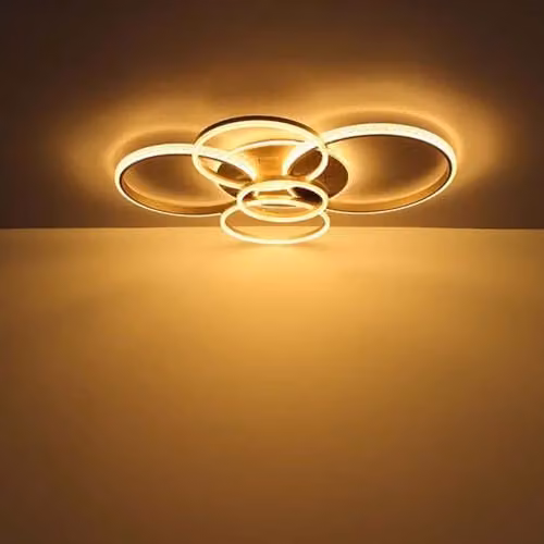 Globo Lighting LED Ring Ceiling Light in Champagne Gold/Brass for Living Rooms, L 110 cm – 4