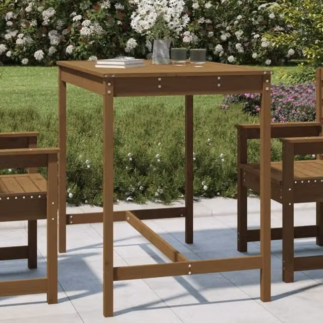 Berkfield Home Rustic Garden Table in Honey Brown Solid Pine, W: 121 cm, D: 82.5 cm, H: 110 cm – 1