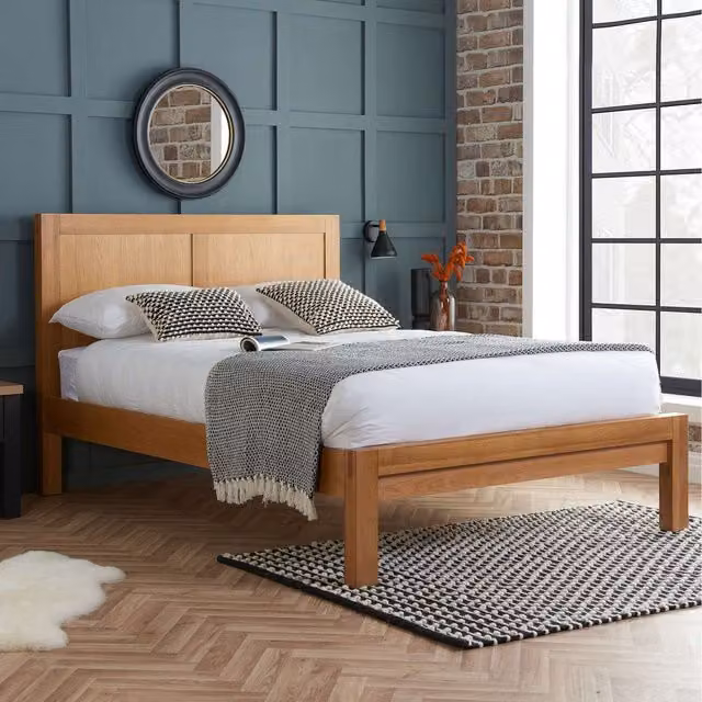Birlea Bellevue King Size Bed in Brown Oak Wood, W/D/H: 180 x 200 cm