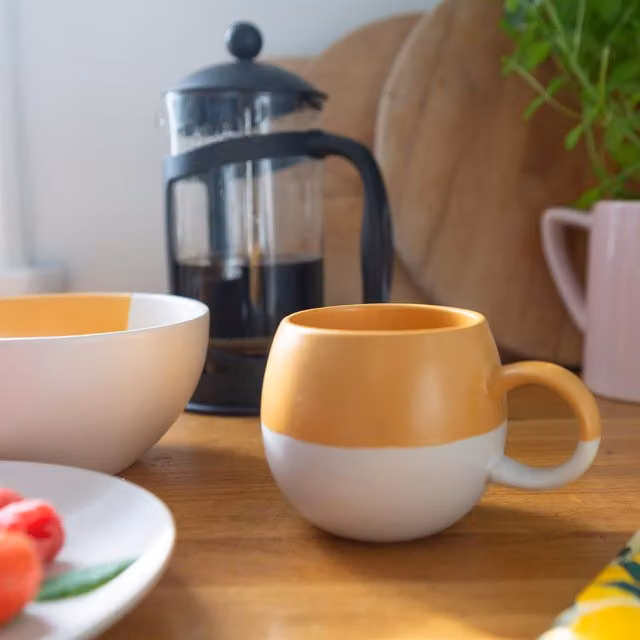 Nicola Spring Dipped Stoneware Sphere Mug, Yellow, 340ml