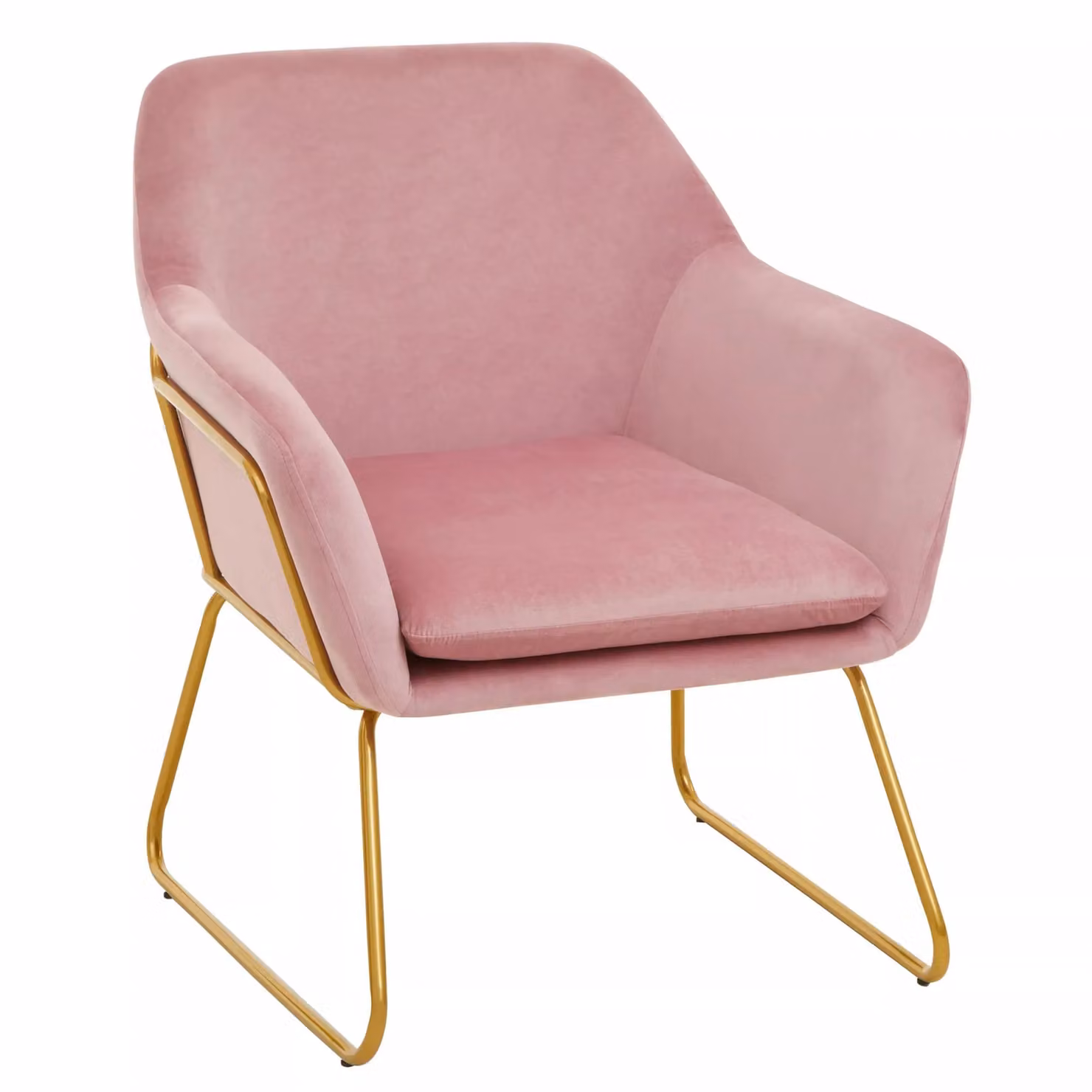 Orsina Modern Pink Velvet Armchair with Gold Metal Frame – 2