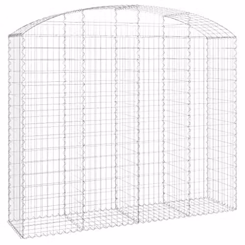 vidaXL Arched Gabion Basket in Silver Galvanised Steel, W: 200 cm, D: 50 cm, H: 160-180 cm
