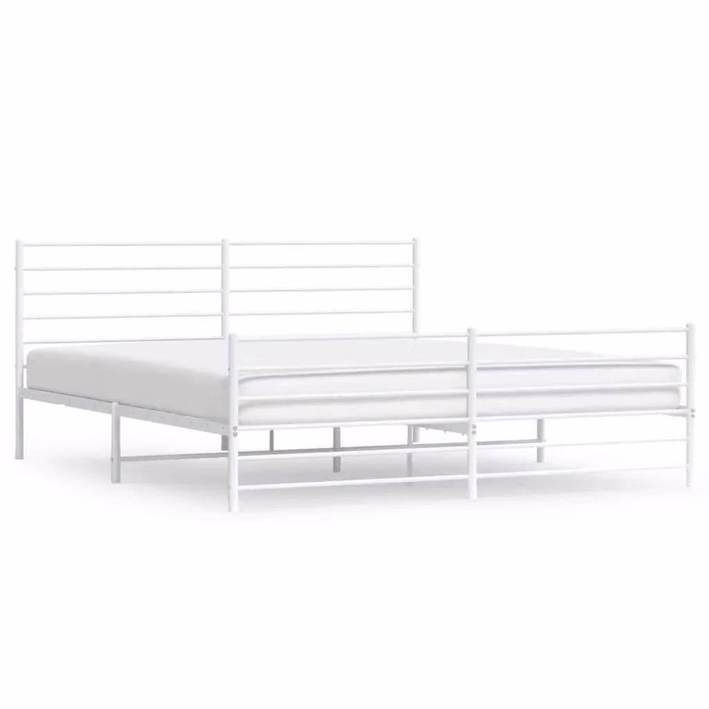 Berkfield Home Metal Bed Frame with Headboard and Footboard in White, 200 x 200 cm – 2