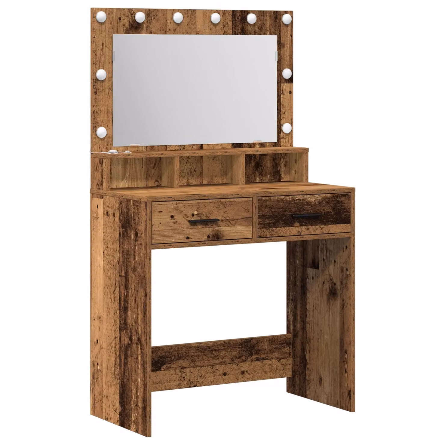 Berkfield Home Rustic Wood Dressing Table with LED Lights, Brown, W: 79 cm, D: 41 cm, H: 135 cm – 2
