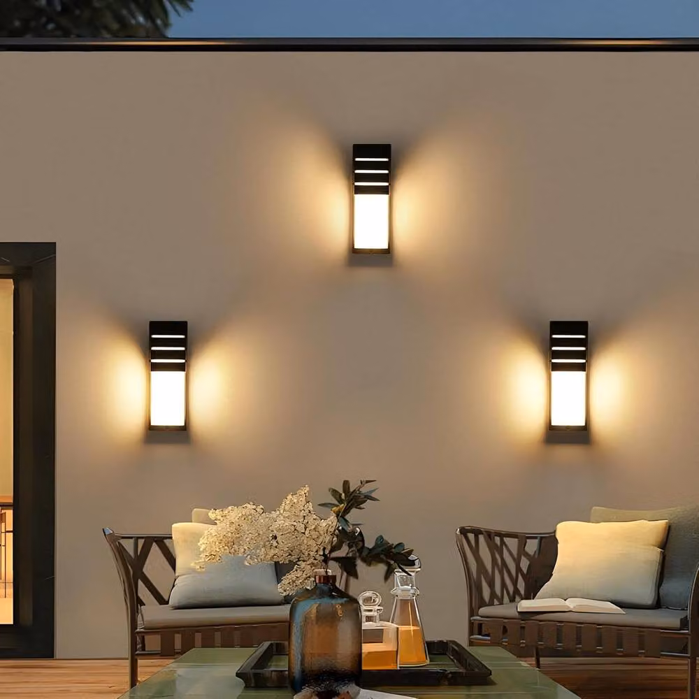 Goeco Pack of 2 Modern LED Outdoor Wall Lights, 12W, IP65 Waterproof, 3000K Warm White, Black – 6