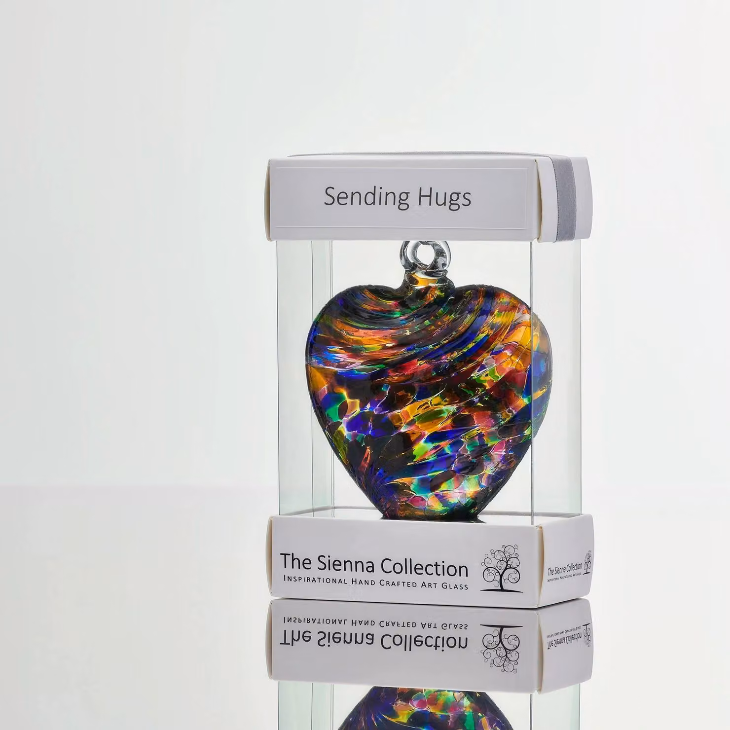 Sienna Glass Friendship Heart Sending Hugs Hanging Glass Pendant in Multicoloured Dark Red, 8 cm – 3