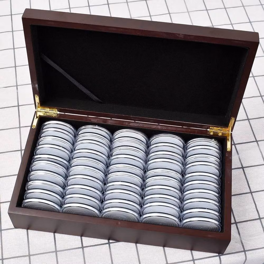 NESTLUNE 50pcs 46mm Coin Capsule Storage Box in Brown – 4