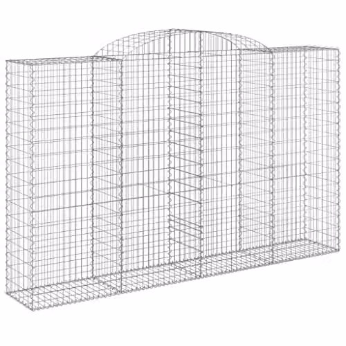 vidaXL Arched Gabion Baskets, 8 Pieces, Silver Galvanised Steel, W: 300 cm, D: 50 cm, H: 180-200 cm