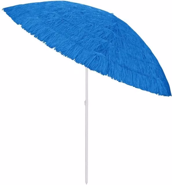 Berkfield Home Hawaii Beach Umbrella in Blue, Polyester with Metal Frame, W/D/H: 300 x 245 x 260 cm