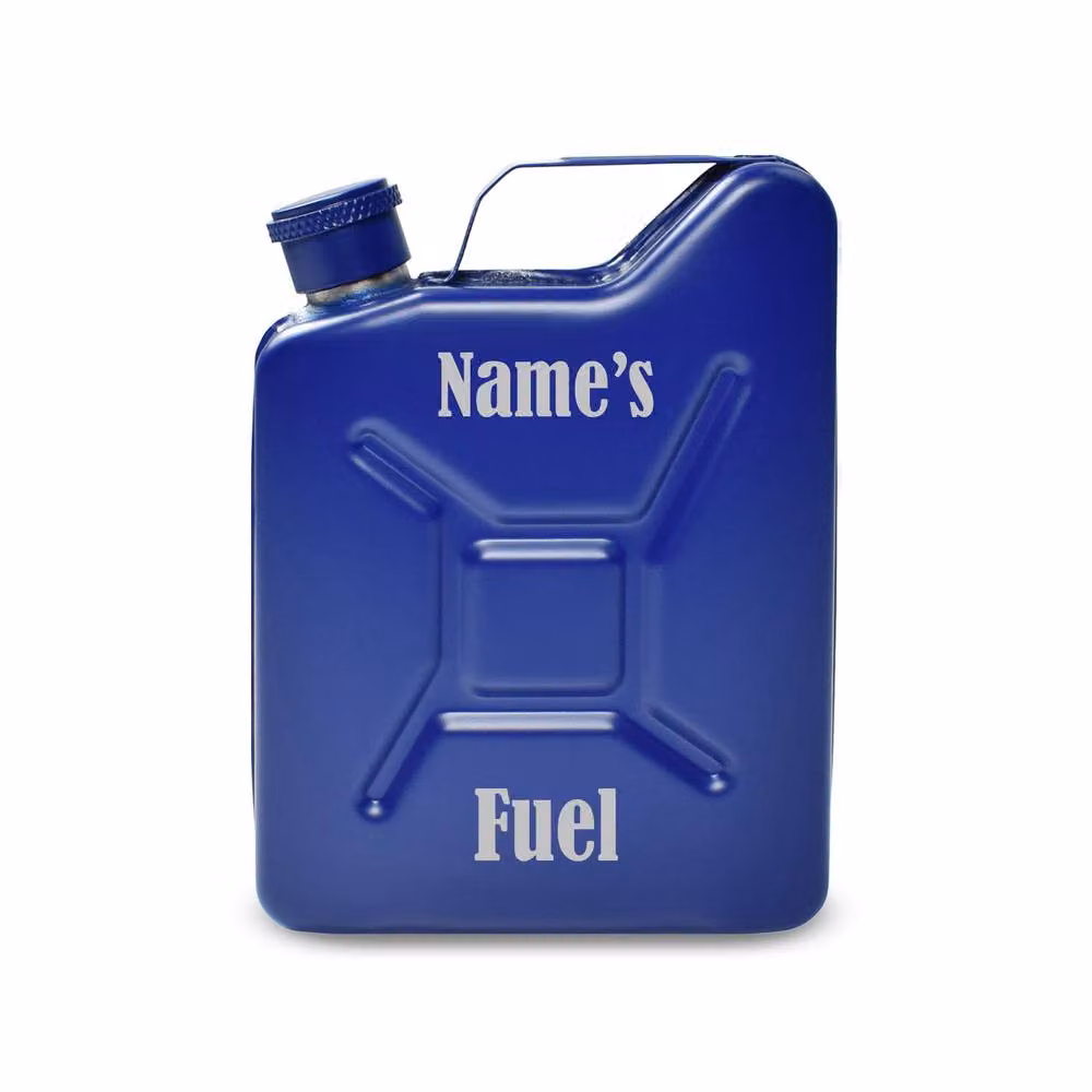 Uniqueful Personalised Engraved Blue Jerry Can Design Stainless Steel Hip Flask Tumbler, 125 ml – 2
