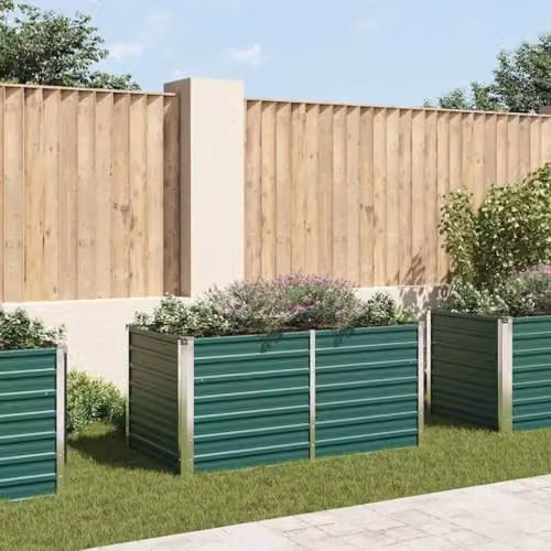 vidaXL Raised Garden Bed in Green Galvanised Steel, W: 160 cm, D: 80 cm, H: 77 cm – 2