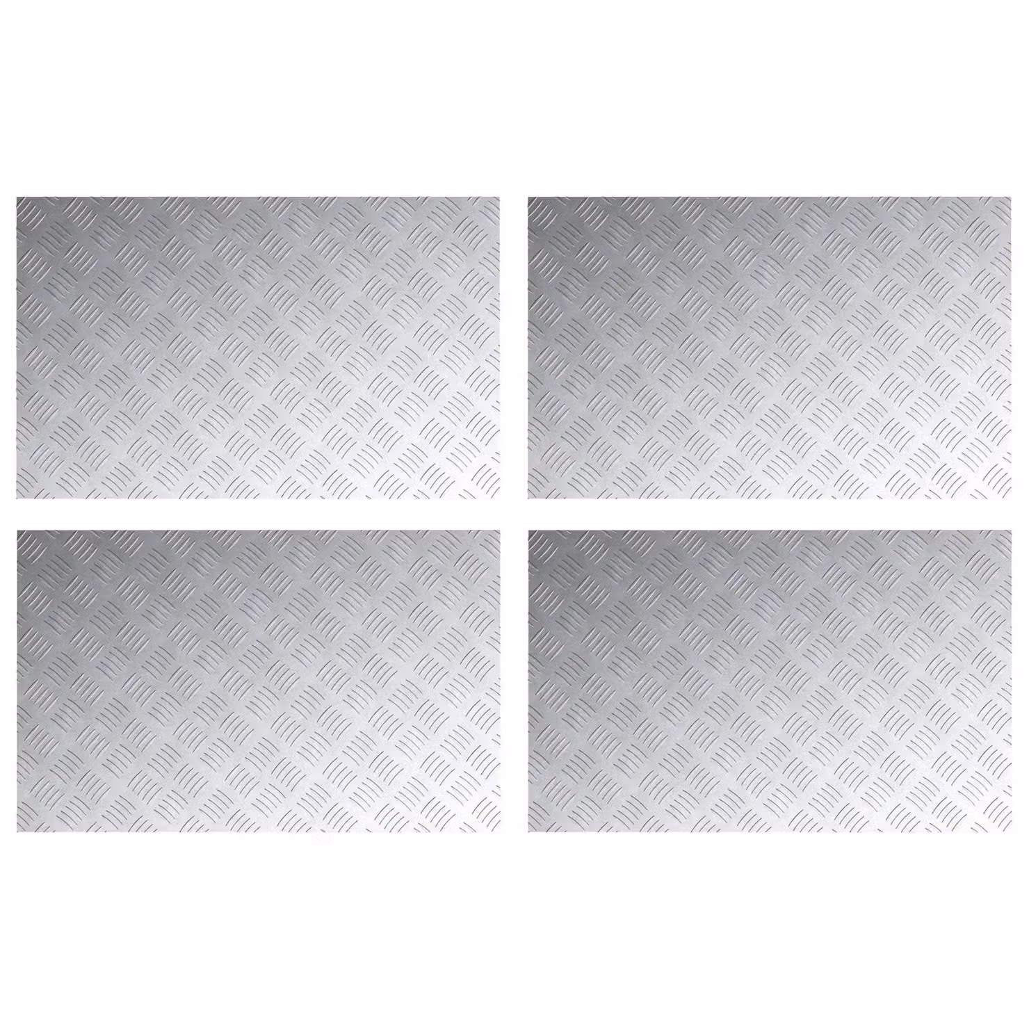 Berkfield Home Non-Slip Aluminum Checker Plates, 4 Pack, Silver, W: 80 cm, D: 50 cm – 1