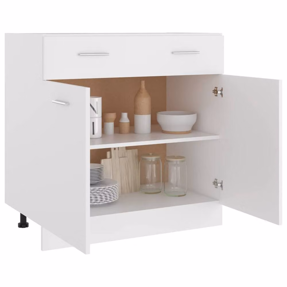 Berkfield Home White Modern Drawer Bottom Cabinet, W/D/H: 80 x 46 x 81.5 cm – 2
