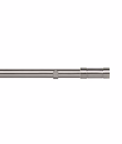 New Edge Blinds Silver 28mm Fixed Metal Eyelet Curtain Pole Set with Aspect Finial