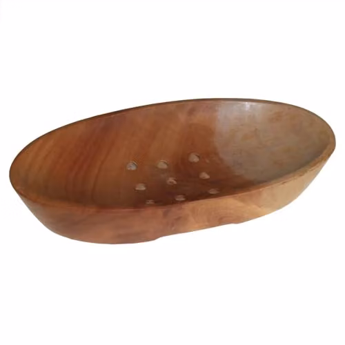 Ancient Wisdom Brown Wooden Oval Soap Dish with Drainage