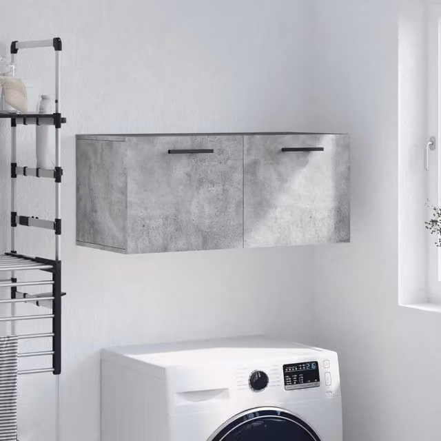 Berkfield Home Wall Mounted Cabinet in Concrete Grey, W/D/H: 80 x 35 x 35 cm