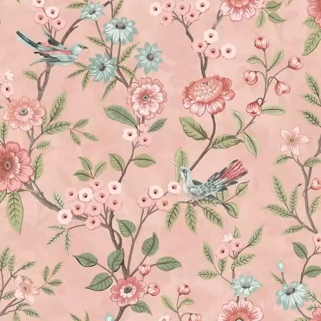 Fine Décor Eleanor Floral Botanical Wallpaper in Pink