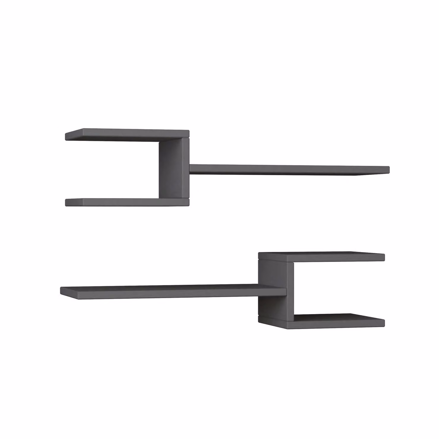 Decortie Fork Modern Floating Shelf Set in Anthracite Grey, 2 Piece – 2