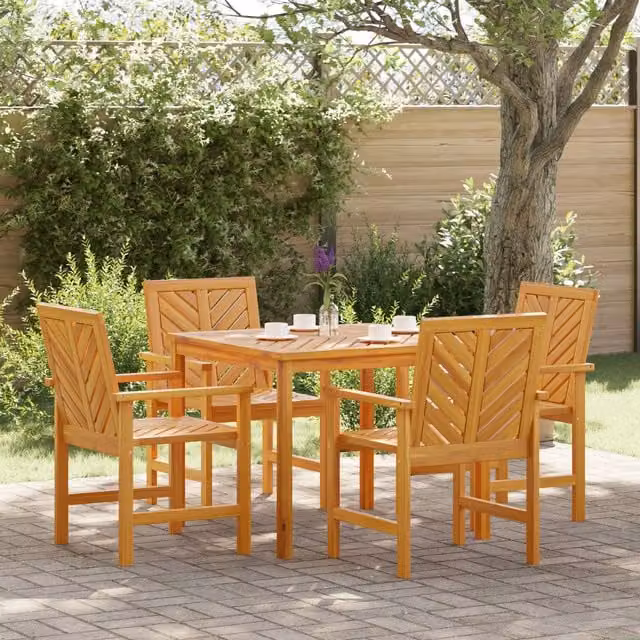 Berkfield Home 4 Piece Acacia Wood Garden Dining Set in Brown