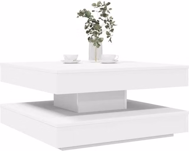 Berkfield Home Modern White Rotating Square Coffee Table W/D/H: 70 x 70 x 34.5 cm – 1