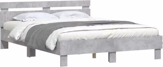 Berkfield Home Durable King Size Bed Frame with LED Under-Bed Lighting in Concrete Grey, W/D/H: 150 x 200 x 70 cm