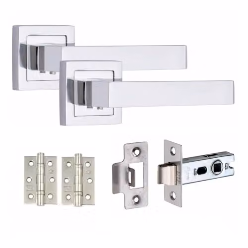 Golden Grace Delta Door Handles with 2.5 inch Latch in Polished Chrome, 1 Set – 1