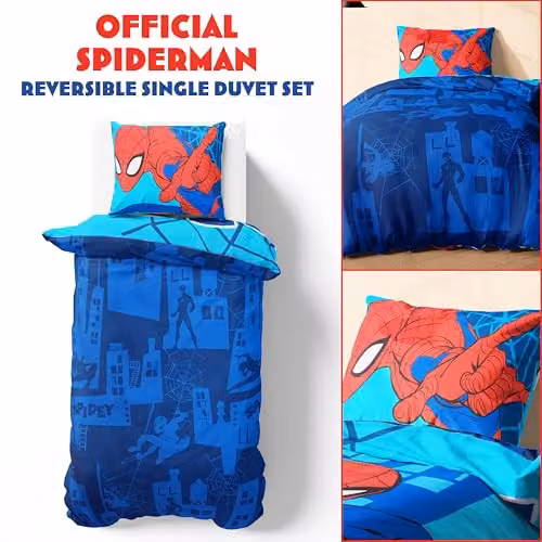 Marvel Spiderman Duvet Cover and Pillowcase Set, Blue and Multicolour, W/D/H: 135 x 200 cm – 2