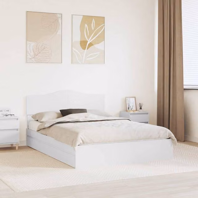 Berkfield Home Modern Storage Bed with Headboard and Drawers in White, W/D/H: 160 x 200 cm, Engineered Wood