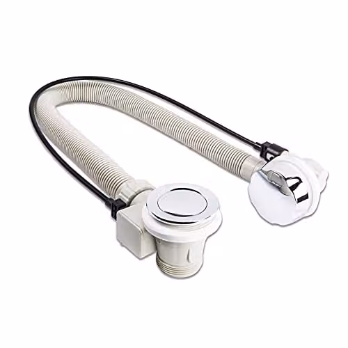 Nes Home Pop Up Bath Waste Trap with Overflow in White and Chrome