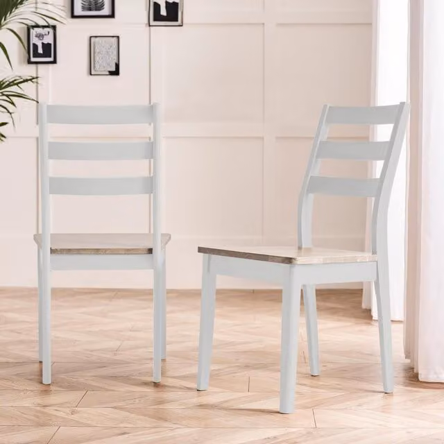 FurnitureboxUK Lynton Set of 2 Solid Rubberwood Dining Chairs in White