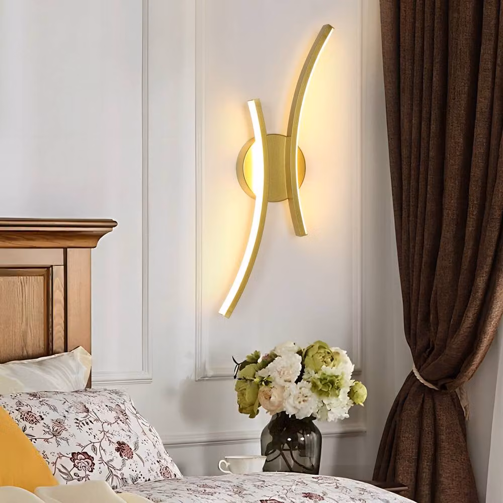 COMELY Modern LED Curved Acrylic Wall Lights in Gold with Warm White 3000K Output – 2