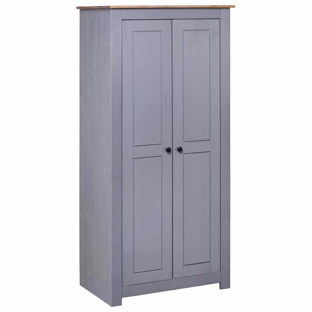 Berkfield Home Panama Range Solid Pine Wardrobe in Grey, W/D/H: 80 x 50 x 171.5 cm – 2
