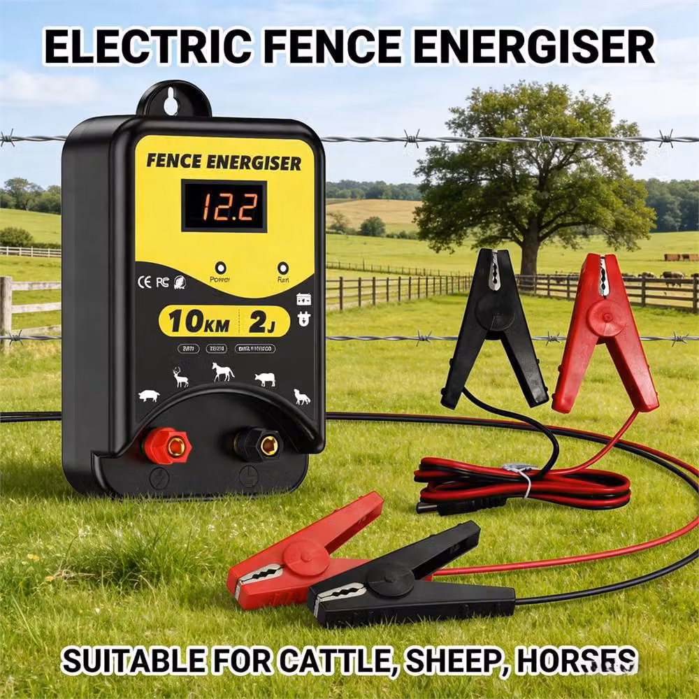 Nordara 12V Electric Fence Energiser 1.5J-2J 10km Horse Fencing Kit (12KV) in Black – 3