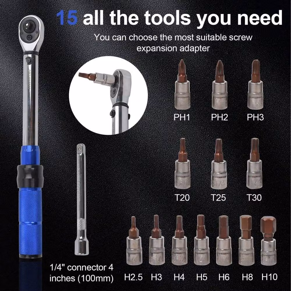 SPETLEK 1/4 inch Drive Calibrated Adjustable Reversible Torque Wrench in Blue – 1