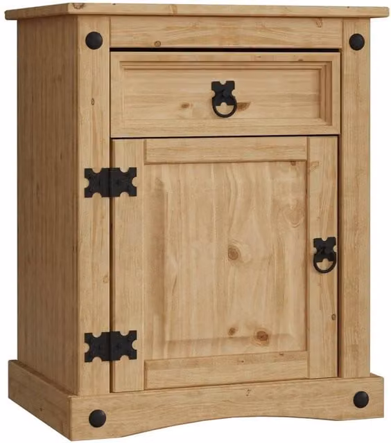 PAWNORA Modern 1 Drawer 1 Door Bedside Cabinet in Brown and Black – 1