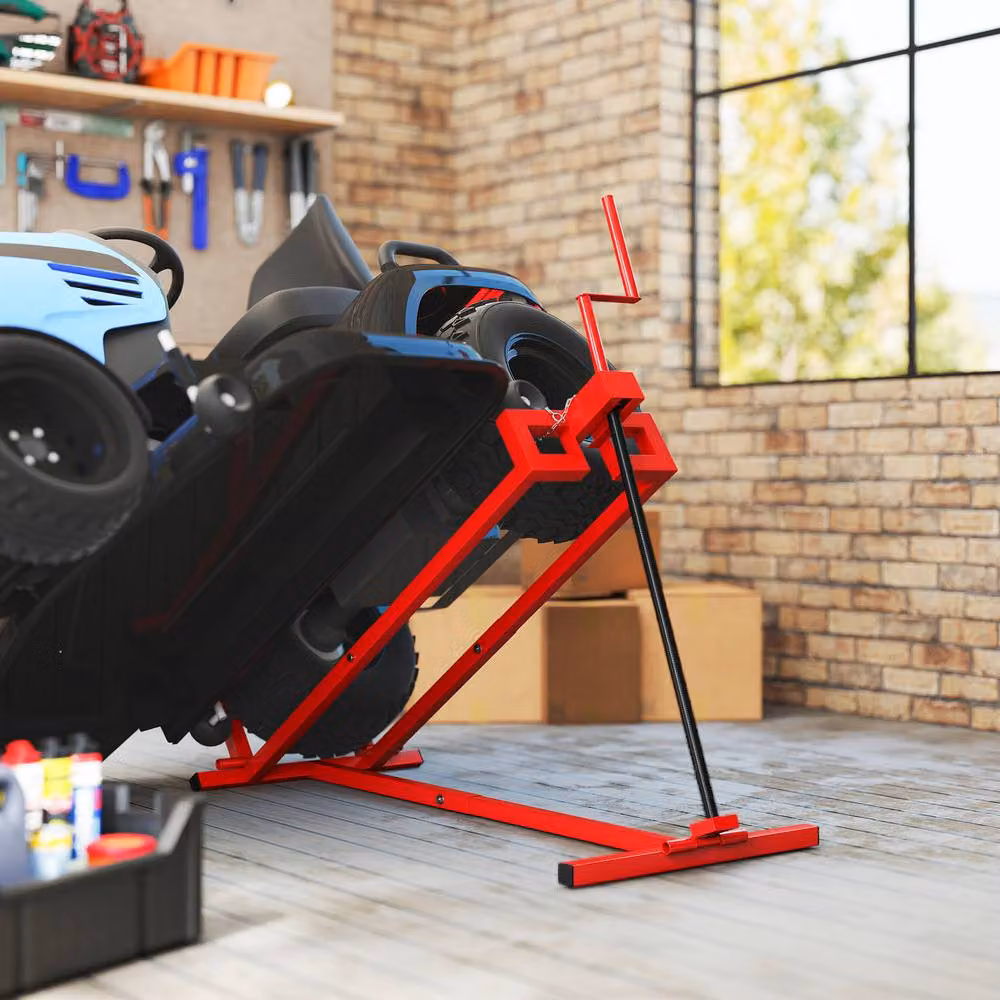 STILVORA Foldable Steel Mower Jack Lift, 400 kg, Red – 9