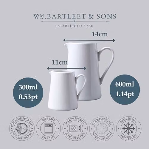 WM Bartleet & Sons Ceramic Jug Set of 2 in White – 6