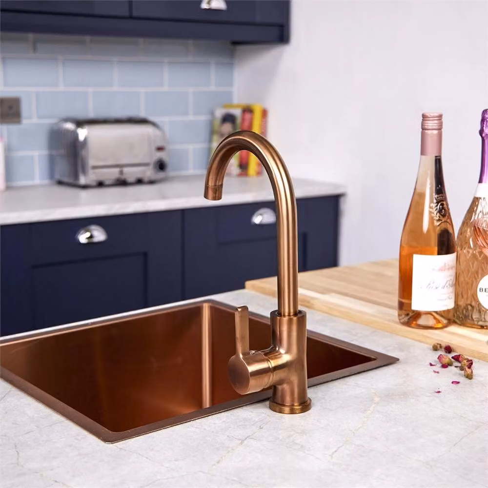 Nordara Copper Single Lever Kitchen Sink Mixer Tap with Swivel Swan Neck Spout – 5