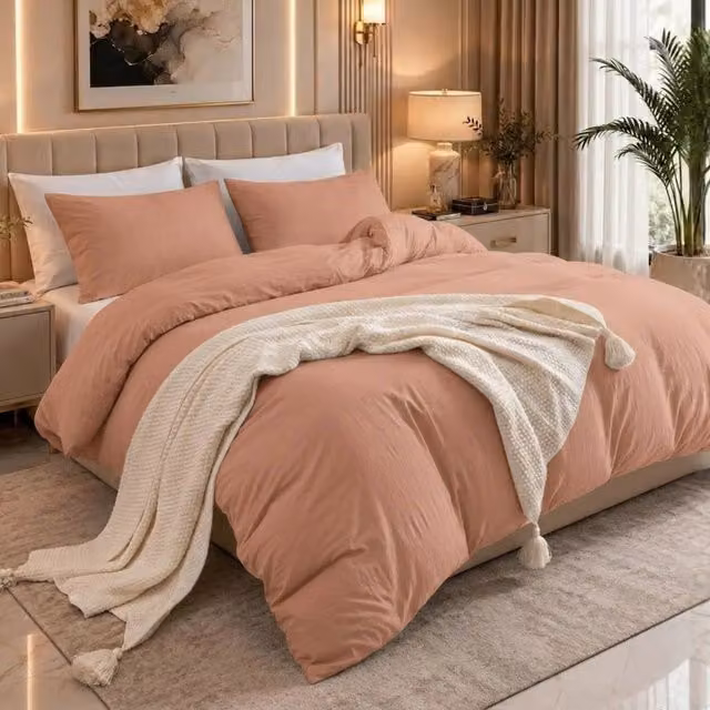 Pamposh 2 Pack Reversible Microfibre Duvet Cover and Pillowcase Set in Pink, Double (140 x 200 cm) – 1