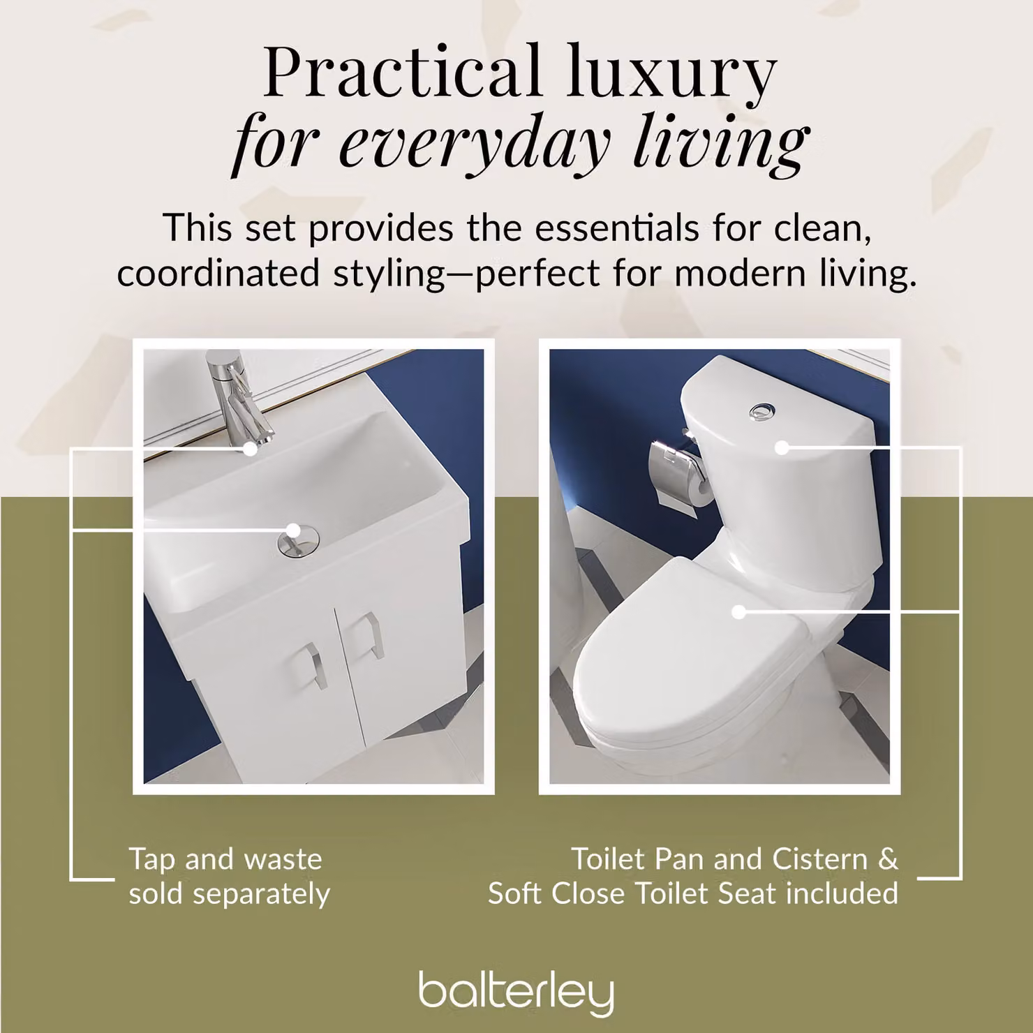 Balterley Wall Hung Vanity Basin Unit, Toilet Pan, Cistern and Seat in Gloss White and Grey – 3