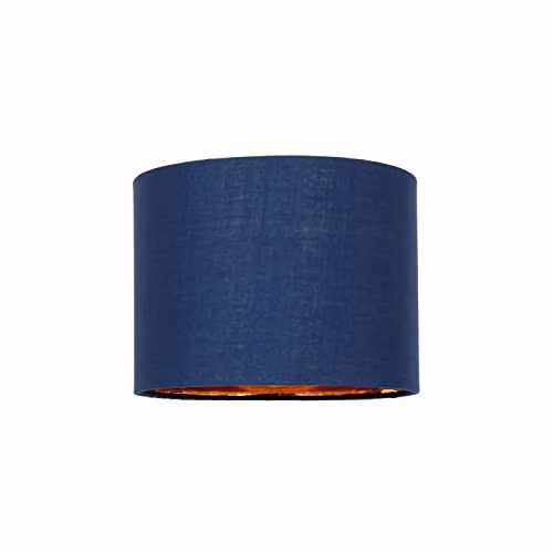 Happy Homewares Modern Round Cotton Fabric Drum Lamp Shade in Midnight Blue with Shiny Copper Inner – 1