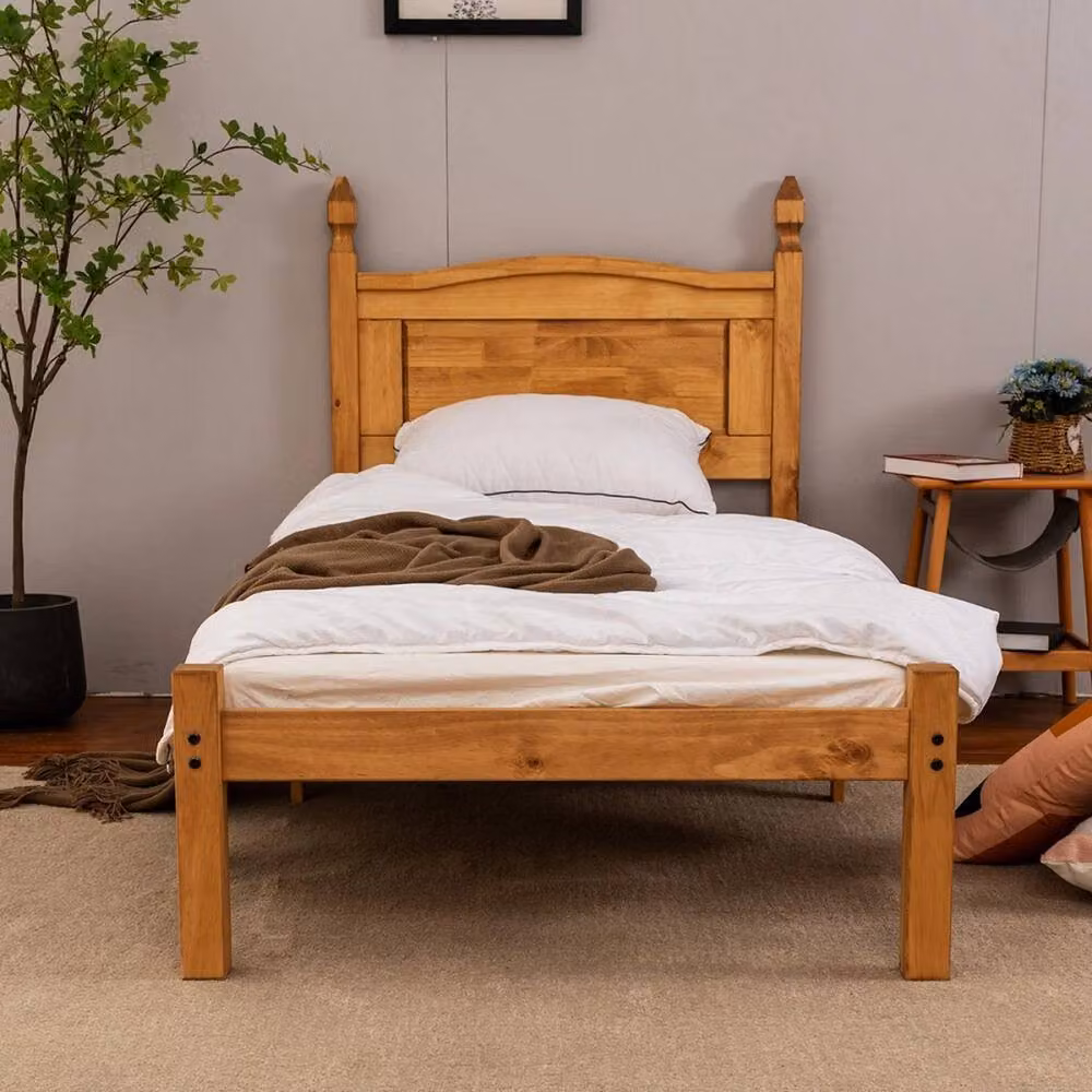 ERGOVEXA Single Solid Pine Bed Frame with Low Foot End, Brown, W/D/H: 90 x 190 cm – 3