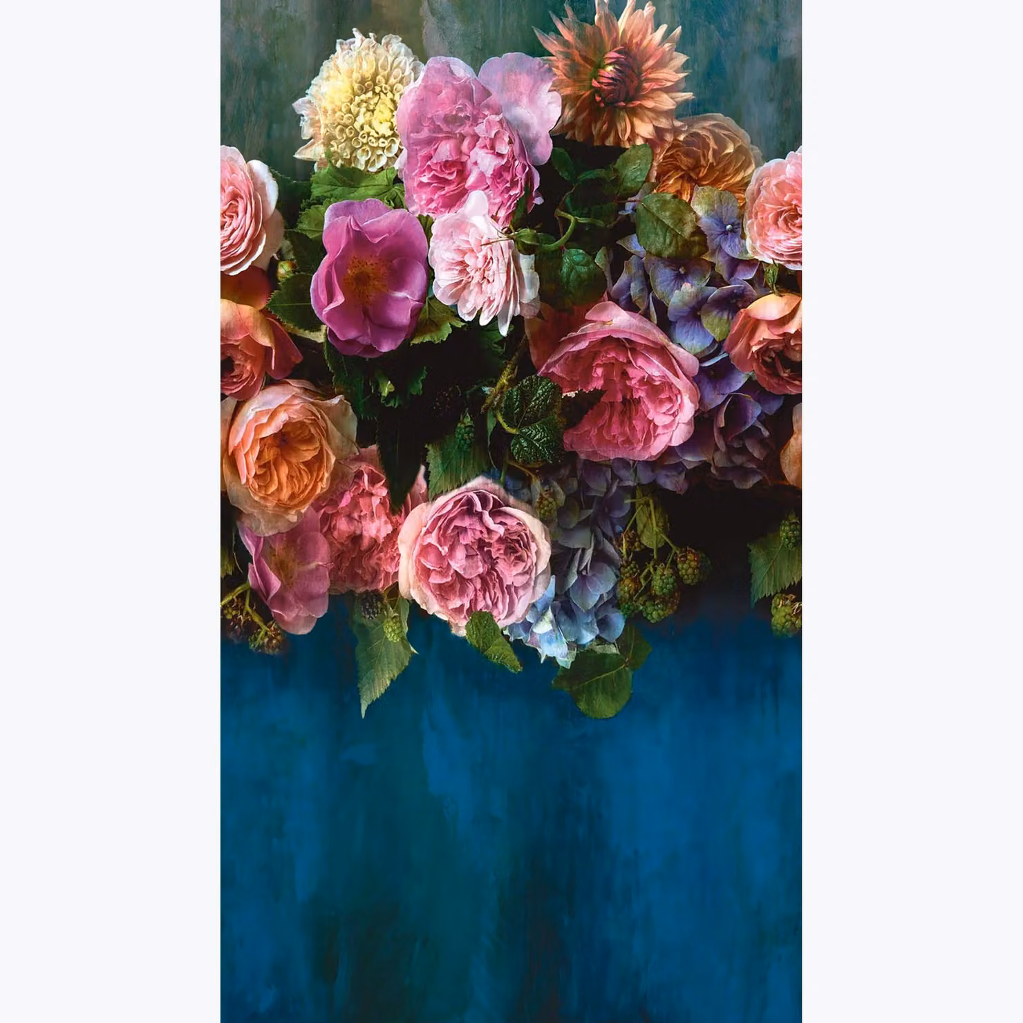 Grandeco Peony Bloom Floral Botanical Mural in Blue and Multicolour, W: 280 cm, H: 159 cm – 3