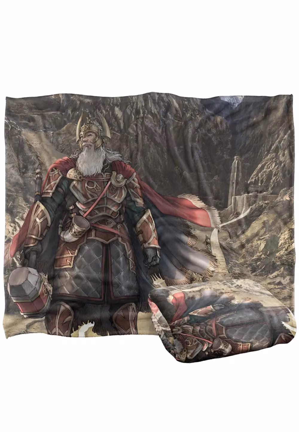 LOGOVISION Lord of the Rings War of the Rohirrim Helm Hammerhand Super Soft Fleece Throw Blanket, White, W: 152 cm, D: 127 cm – 5